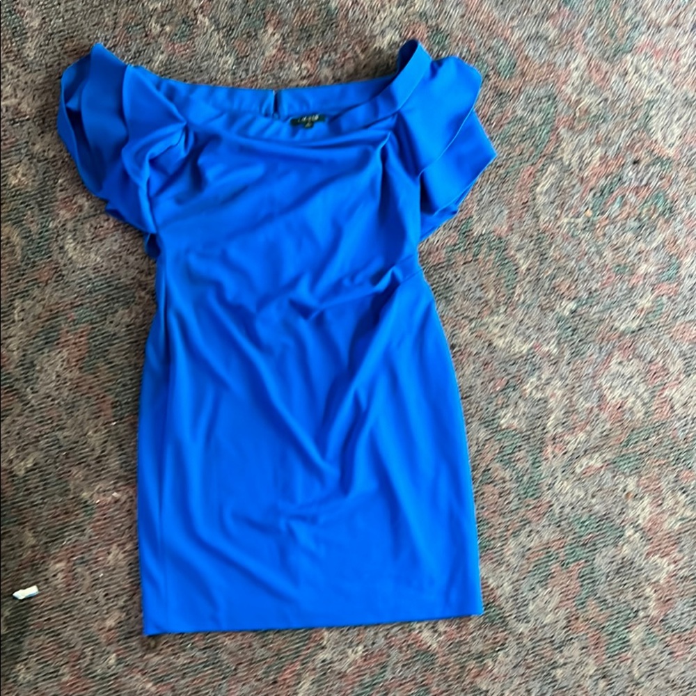 Lauren Ralph Lauren Blue Off-Shoulder Dress